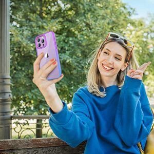 GEINVCASE Designed for iPhone 14 Pro Max Case, Gradient Clear Girls Women Case [Surround U-Shaped Airbags] [Never Yellow] Cover Compatible with iPhone 14 Pro Max 6.7 inch, Purple/Blue