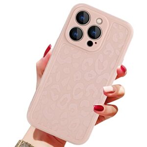 sakuulo compatible with iphone 12 pro max case pink leopard design soft phone case shockproof full camera protective cover for iphone 12 pro max, pink