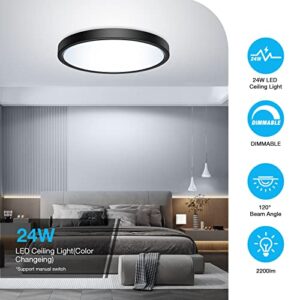 yotutun LED Ceiling Light Fixture 24W LED Flush Mount Ceiling Light, 3 Color Temperatures Dimmable Ceiling Light Fixture for Kitchen,Bedroom,Bathroom,Dining Room,Hallway (1 Pack)