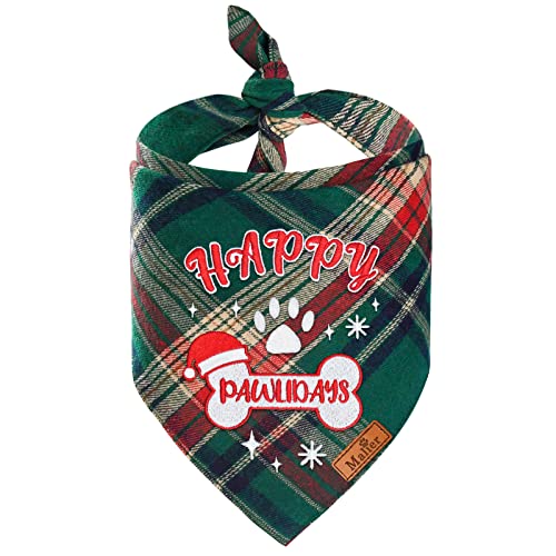 Malier Dog Christmas Bandana Reversible Embroidered Dog Bandana Classic Buffalo Plaid Pet Dog Scarf Multiple Sizes Dog Pet Triangle Bibs Kerchief for Small Medium Large and Extra Large Dogs Cats Pets