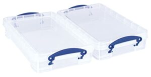 really useful box 2.5 litre plastic storage box clear (pack of 2)