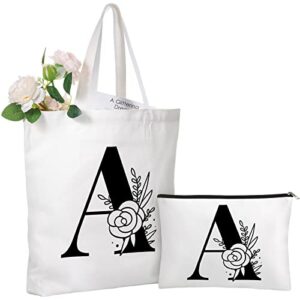 reginary monogrammed initial tote bags for women graduation gift makeup bag teacher appreciation gift for graduate teacher (letter a)