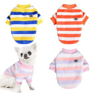 striped dog sweater dog sweaters for small dogs boy girl winter puppy shirt cute pet clothes outfits apparel warm fleece cats vest apparel for chihuahua yorkie teacup 3 pack (medium, stripe)