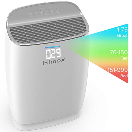 HIMOX Air Purifier for Home Pets, H13 True HEPA Filter Air Cleaner Dust Allergies Mold Pollen Pet Dander Odor Smoke Eliminator , 3 Stage Quiet Filtration For House Classroom Office Bedroom Large room . H04