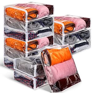12 pcs clear vinyl zippered storage bags 15.8 x 13.8 x 4 inch sweater storage bags plastic with zipper moth proof bed sheet organizer for blankets clothes closet sweater quilt pillow
