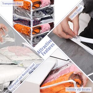 12 Pcs Clear Vinyl Zippered Storage Bags 15.8 x 13.8 x 4 Inch Sweater Storage Bags Plastic with Zipper Moth Proof Bed Sheet Organizer for Blankets Clothes Closet Sweater Quilt Pillow