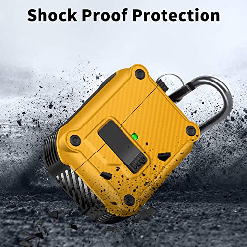 HoneyAKE for Airpods Pro 2nd Generation Case Cover 2022, Magnetic Lock Clip Airpod Pro 2 Case with Keychain, Shockproof Hard Shell Protective Cover for Apple AirPods Pro 2, Yellow [Front LED Visible]