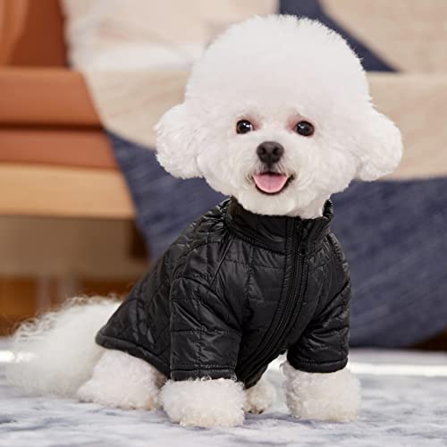 Miaododo Winter Small Medium Dog Coat Windproof,High Collar Dog Jacket Cotton-Padded for Puppy Cat Doggie Pets Dog Clothes Apparel Clothing with Zipper and D Ring