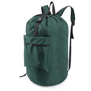 beegreen dark green college dorm essentials laundry bag backpack for travel w adjustable shoulder straps& drawstring closure x-large portable laundry sack w handle sturdy dirty clothes hamper bag for trip