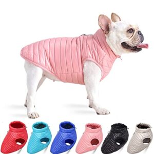 hdkuw dog winter coat with d ring, super light dogs warm coat, waterproof jacket vest apparel for small medium dogs pink xl