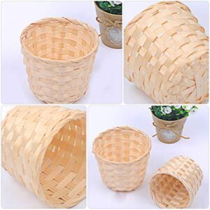 Ciieeo Seagrass Planter Basket 6pcs Mini Woven Baskets Decorative Basket for Party Tabletop DIY Craft Household Bamboo Sundries Basket Without Handles (8.5X8.5CM) Rattan Flower Basket