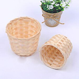 Ciieeo Seagrass Planter Basket 6pcs Mini Woven Baskets Decorative Basket for Party Tabletop DIY Craft Household Bamboo Sundries Basket Without Handles (8.5X8.5CM) Rattan Flower Basket