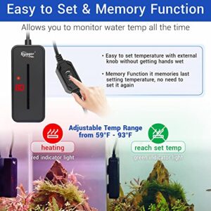 hygger Small Submersible Aquarium Heater 25W Mini Betta Fish Tank Heater with Thermostat for 2-5 Gallon Saltwater Freshwater