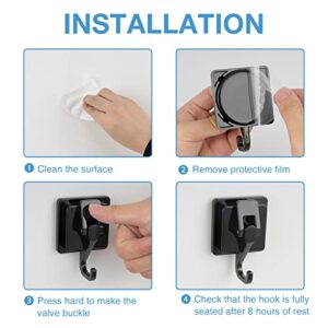 Khdrvok Heavy Duty Vacuum Square Cup Hook, Easy to Install and Remove, Black- Plated Plished Super Suction for Kitchen， Bathroom and Restroom, 2Pack
