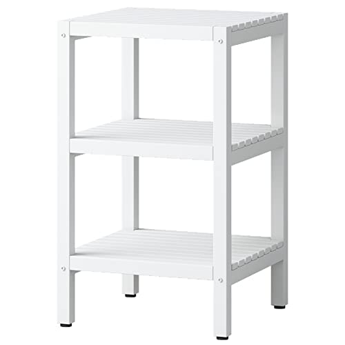 IOTXY Open Shelving Storage Rack - 3-Tier Freestanding Solid Wood Shelves Unit, Multipurpose Display Stand for Bathroom Living Room Laundry, Square Corner Rack, Bookshelf, White