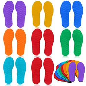 8 pairs feet markers classroom markers colorful spot floor markers footprint shaped non slip rubber carpet markers for kids home school classroom physical education learning craft supplies, 7 colors