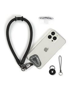 project-cb hand wrist phone strap,phone lanyard patch ×2,cell phone case holder,wristlet strap for key,airpods,camera (black, 15.7inch)