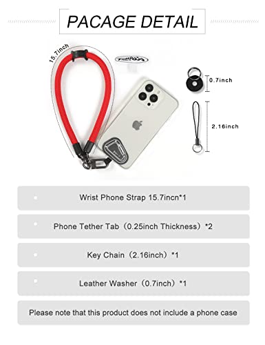 project-cb Hand Wrist Phone Strap,Phone Lanyard Patch ×2,Cell Phone Case Holder,Wristlet Strap for Key,AirPods,Camera (Black, 15.7inch)