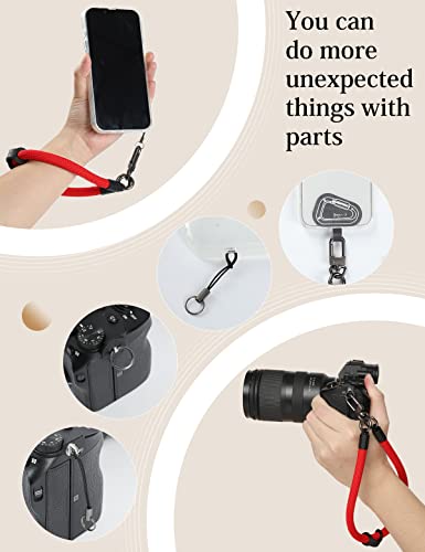 project-cb Hand Wrist Phone Strap,Phone Lanyard Patch ×2,Cell Phone Case Holder,Wristlet Strap for Key,AirPods,Camera (Black, 15.7inch)