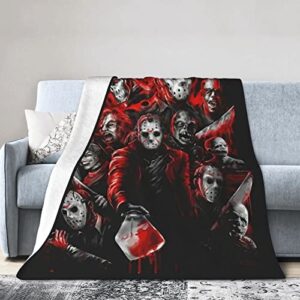 horror movie characters (many faces of) flannel blanket,super soft, comfortable and warm, perfect for sofa, living room and bedroom 80"x60"