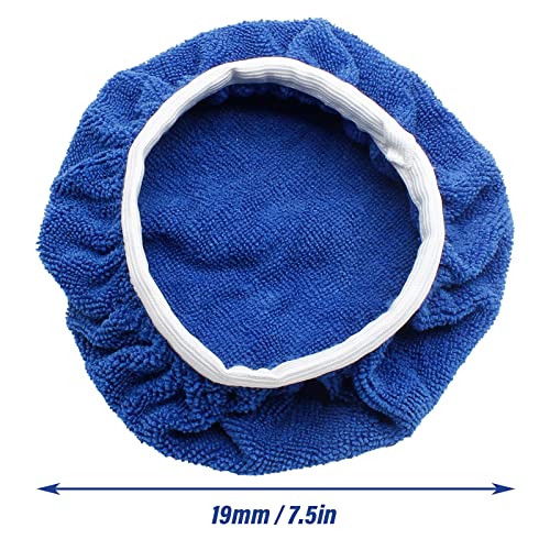 Bonsicoky 6 PCS Car Polishing Bonnet Buffing Pad Soft Microfiber Buffing Pad Cover for 9" - 10" Car Polisher, Blue