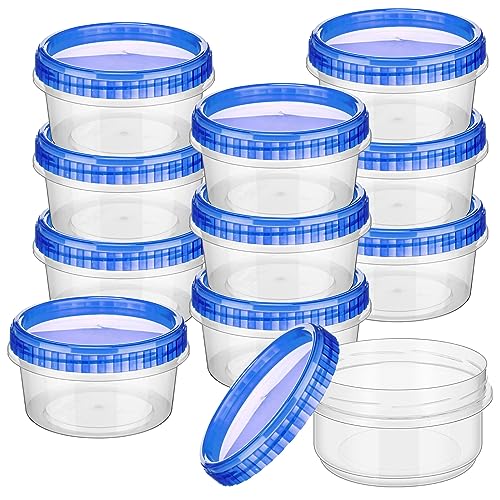 Yinkin 30 Pack Plastic Freezer Containers for Food Storage, Twist Top Food Soup Storage Containers with Lids, Stackable, Reusable, Leakproof, Airtight, Stackable, Microwave Safe (Blue)