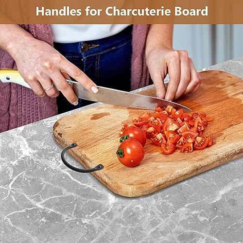 Metal Serving Tray Handles, Side Fixing Handles for Wooden Serving Trays, Kitchen Wood Charcuterie Board, Cutting Board, Wooden Box and Furniture Pulls,6 Pack(18mm Screws)