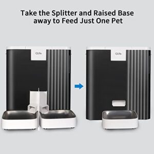 QLIFE Automatic Cat Dog Feeder: Dry Food Dispenser for Dog, Auto Pet Feeder, Portion Control Automatic Dog Feeder (Black Regular, 6L)