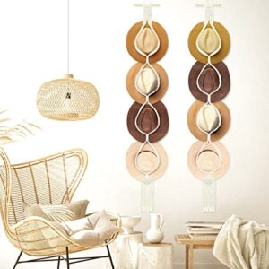 msoesticc.dl 2pcs macrame hat hanger, boho hat hangers for wall, decorative bohemian hand weaving hat rack for wide brim fedoras caps - 78.74 inches (4 hats style)