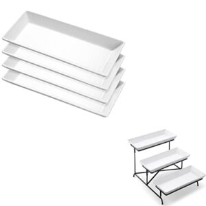 yedio 3 tier serving tray set with yedio 14” white ceramic serving platters set of 4