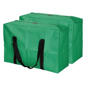 patikil closet storage bags, 2 pack 35l capacity large waterproof moving storage bag totes with strong handles for home camping, green