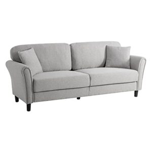 shintenchi 87" modern sofa loveseat couch, oversize deep seat sofa, loveseat furniture with hardwood frame, mid-century upholstered couch for living room, bedroom, round handrail, light gray