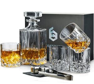 wodexingko whiskey decanter sets for men, classic whiskey decanter set with glasses, liquor decanter for bourbon, scotch, vodka - whiskey gifts for men. bourbon gifts for men. transparent