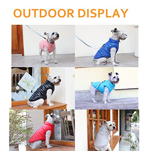 HDKUW Dog Winter Coat with D Ring, Super Light Dogs Warm Coat, Waterproof Jacket Vest Apparel for Small Medium Dogs Black M