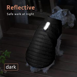 HDKUW Dog Winter Coat with D Ring, Super Light Dogs Warm Coat, Waterproof Jacket Vest Apparel for Small Medium Dogs Black M