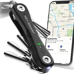 KeySmart iPro - Apple Find My App Compatible - Find Your Lost Keys Smart Key Organizer Keychain Holder, Compact Trackable Key Chain Keyholder, LED Flashlight (up to 14 Keys, Black)