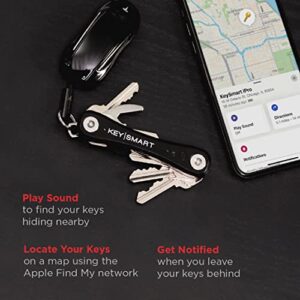 KeySmart iPro - Apple Find My App Compatible - Find Your Lost Keys Smart Key Organizer Keychain Holder, Compact Trackable Key Chain Keyholder, LED Flashlight (up to 14 Keys, Black)