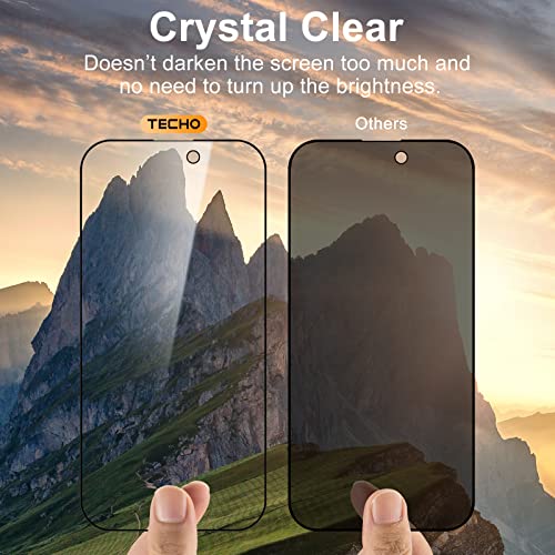 TECHO Privacy Screen Protector Compatible with iPhone 14 Pro Max Tempered Glass Film (Edge to Edge Full Coverage) (Anti Spy Private) (9H Hardness) (2 PACK) (6.7 inch)