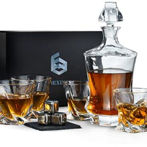 WODEXINGKO Whiskey Decanter Sets for Men, Crystal Whiskey Decanter and Glasses set, Liquor decanter for Bourbon, Scotch, Vodka, Whiskey - Whiskey gifts for men. Transparent