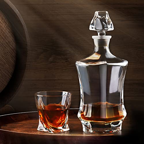 WODEXINGKO Whiskey Decanter Sets for Men, Crystal Whiskey Decanter and Glasses set, Liquor decanter for Bourbon, Scotch, Vodka, Whiskey - Whiskey gifts for men. Transparent