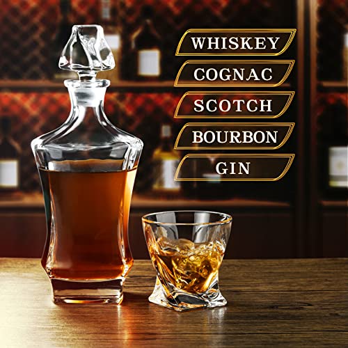 WODEXINGKO Whiskey Decanter Sets for Men, Crystal Whiskey Decanter and Glasses set, Liquor decanter for Bourbon, Scotch, Vodka, Whiskey - Whiskey gifts for men. Transparent