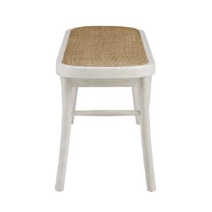 Linon White Bentwood Natural Woven Rattan Seat Hank Bench, White & Natural