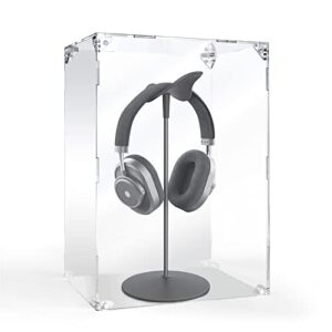 clear acrylic headphones display box dust cover for headphones, collectibles, figure, trophy, model assemble cube stand dustproof protection headphones showcase cover (10x7x13 in)