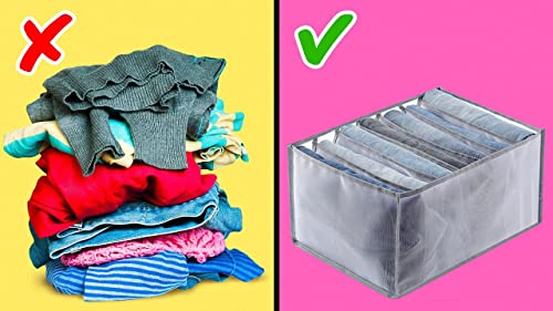 2 Pack 7 Grids Pants Organizer Jeans for Closet Storage Jean Clothing Closet Wardrobe Clothes Baskets Mesh Washable Foldable Drawer Thin Jeans T-shirts Underwear Socks Bra Leggings Skirts Swearter (2)