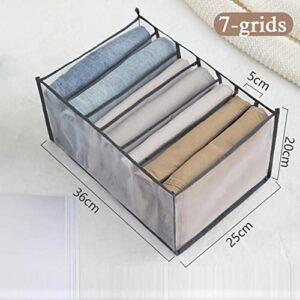 2 Pack 7 Grids Pants Organizer Jeans for Closet Storage Jean Clothing Closet Wardrobe Clothes Baskets Mesh Washable Foldable Drawer Thin Jeans T-shirts Underwear Socks Bra Leggings Skirts Swearter (2)