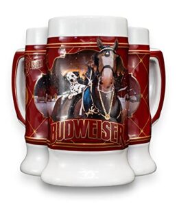 2022 budweiser limited edition collectors series #43 clydesdale holiday stein - ceramic beer mug - christmas gift for men, father, husband - collectable room decor for den, man cave, home bar