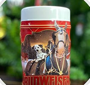 2022 Budweiser Limited Edition Collectors SERIES #43 Clydesdale Holiday Stein - Ceramic Beer Mug - Christmas Gift for Men, Father, Husband - Collectable Room Decor for Den, Man Cave, Home Bar