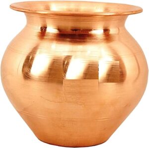 copper kalash lota pot, puja wedding purpose temple, home and perfect for gift.capacity 500 ml,100% pure copper vessel lota kalash, (size in inches 4 x 4.2 x 4)1 pc