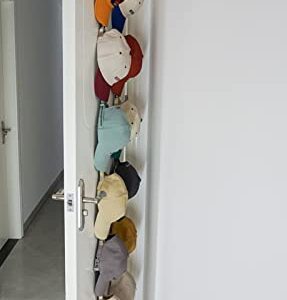 Hat Rack for Baseball Caps and Organizer Holder [ up to 36 Caps ] Display over the Door or on the Wall Hanger with 2 Durable Straps and 12 Adjustable Upgraded Strong Hooks, Black