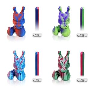 Reprapper 4X 250g Color Pack, Dual Color Filament Coextrusion PLA Filament 1.75mm for 3D Printer & 3D Pen, 4 x 250g Spools Matte Red/Blue, Matte Purple/Green, Silk Red/Blue, Silk Purple/Green